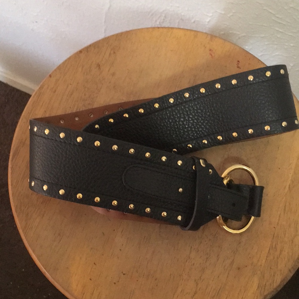 Brooks Brothers Leather Black Belt w/Brass Pellets